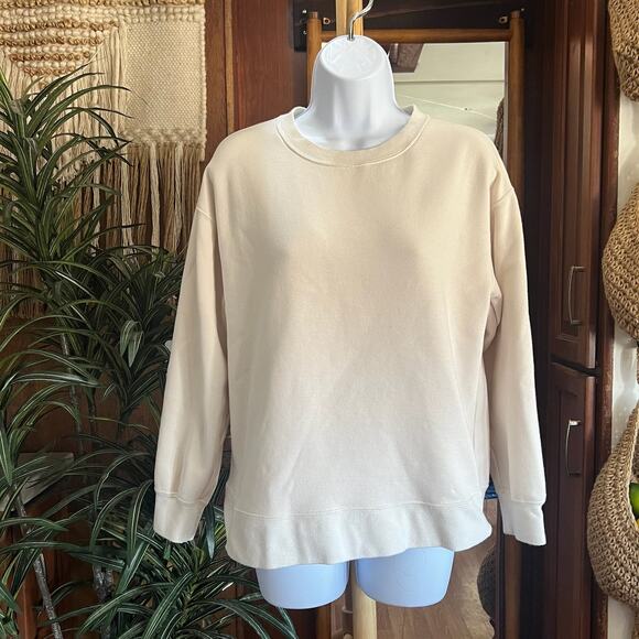 Fabletics Cream Pullover Sweatshirt XS Minimalist Cozy Athleisure Layer Oatmeal - Picture 1 of 5